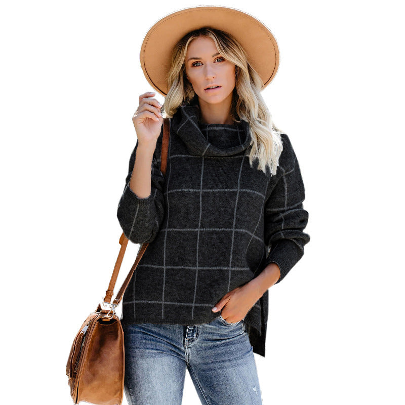 Cozy Knit Plaid Sweater