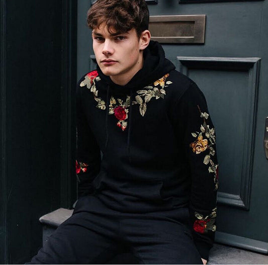 Solid Color Embroidered Men's Sweatshirt