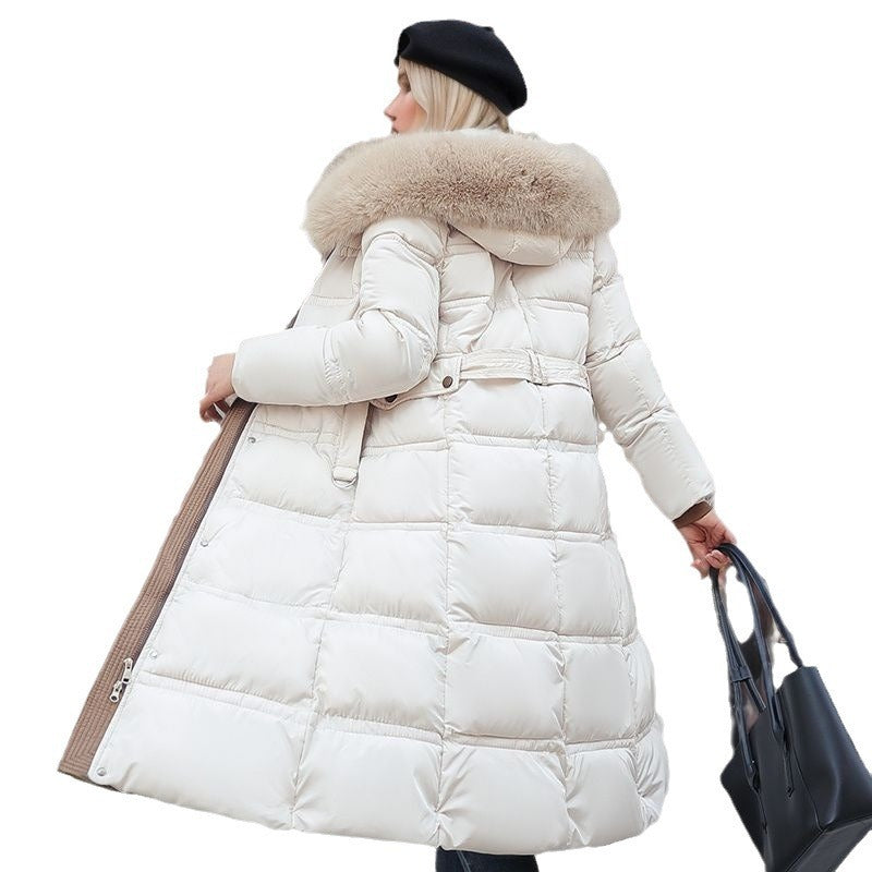 Slim-fit Slimming Big Fur Collar Extended Cotton-padded Jacket