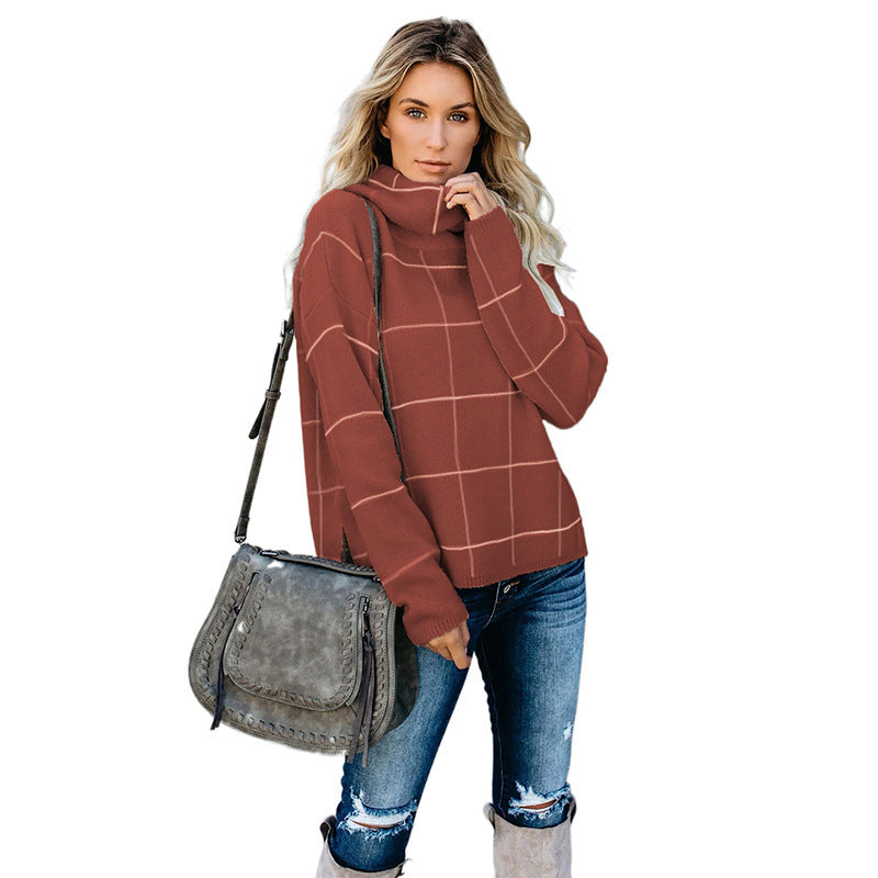 Cozy Knit Plaid Sweater