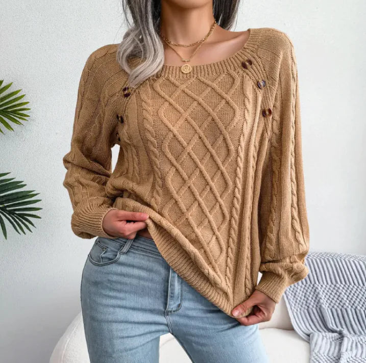 Twist Knit Square Neck Sweater