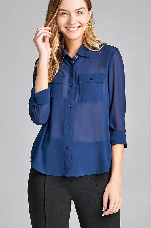 Chiffon Top -Blue