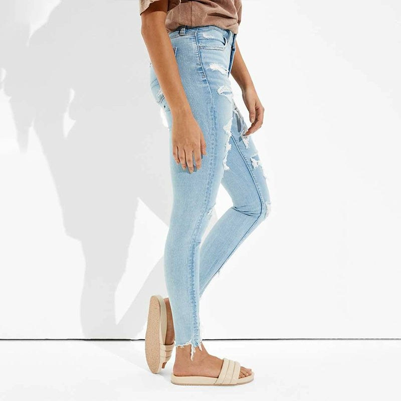 AEO Us High Waist Slim-Fit Slim Looking Patch Jeans