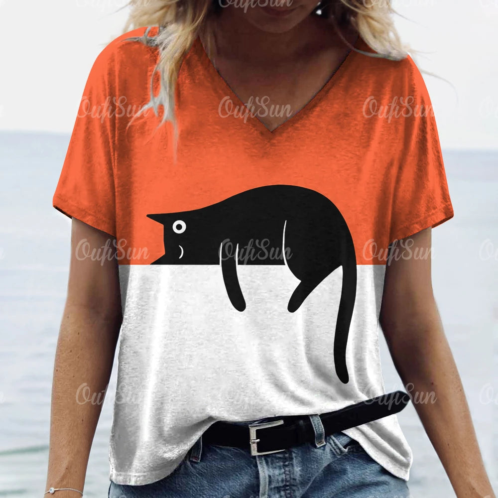 Summer Women's Cat Print T-Shirt