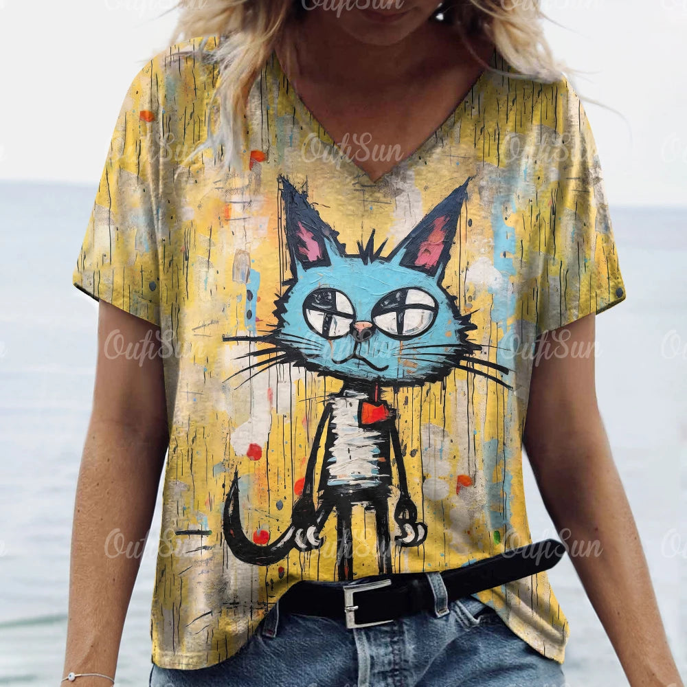 Summer Women's Cat Print T-Shirt