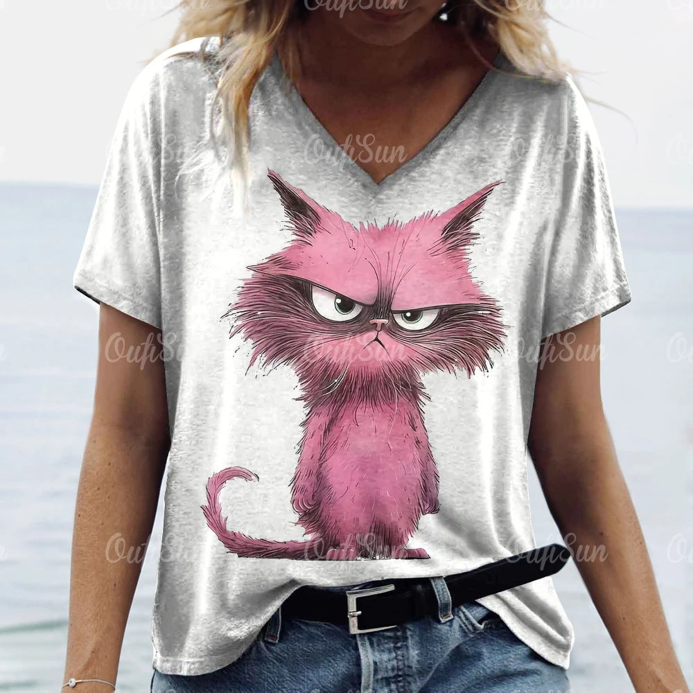 Summer Women's Cat Print T-Shirt