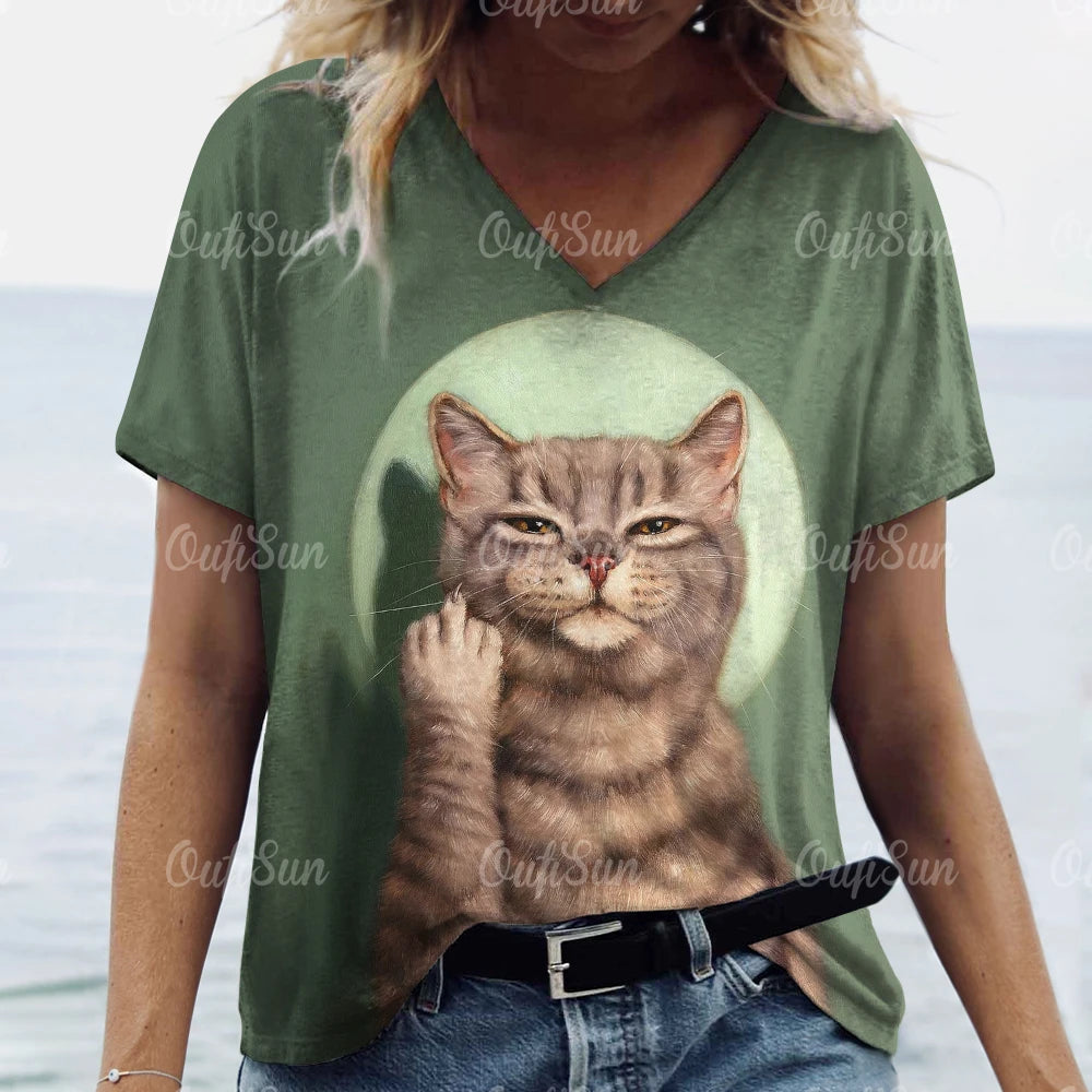 Summer Women's Cat Print T-Shirt