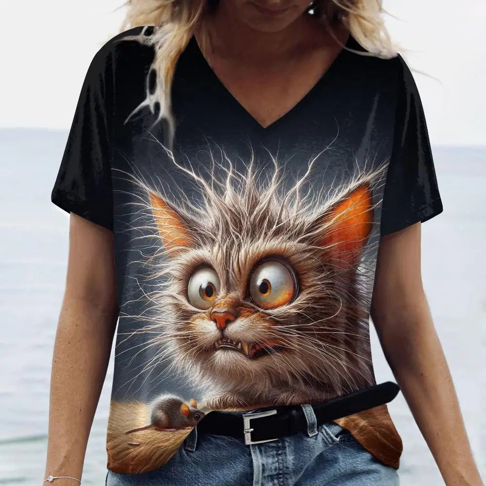 Summer Women's Cat Print T-Shirt