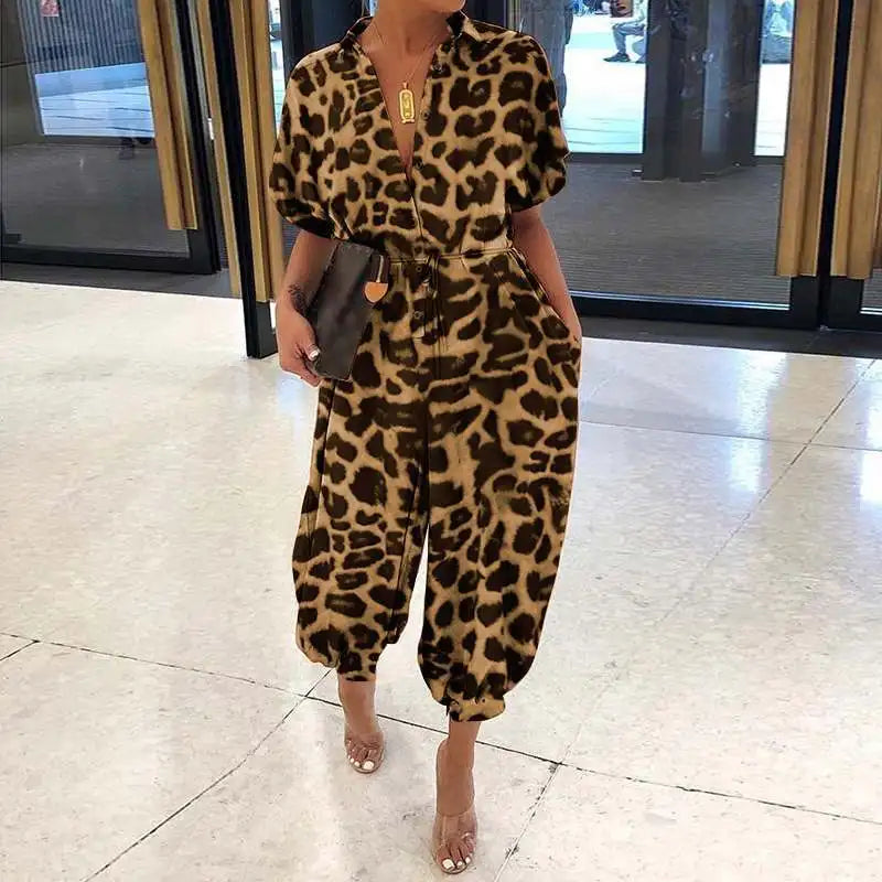 Leopard Printed Casual Jumpsuit