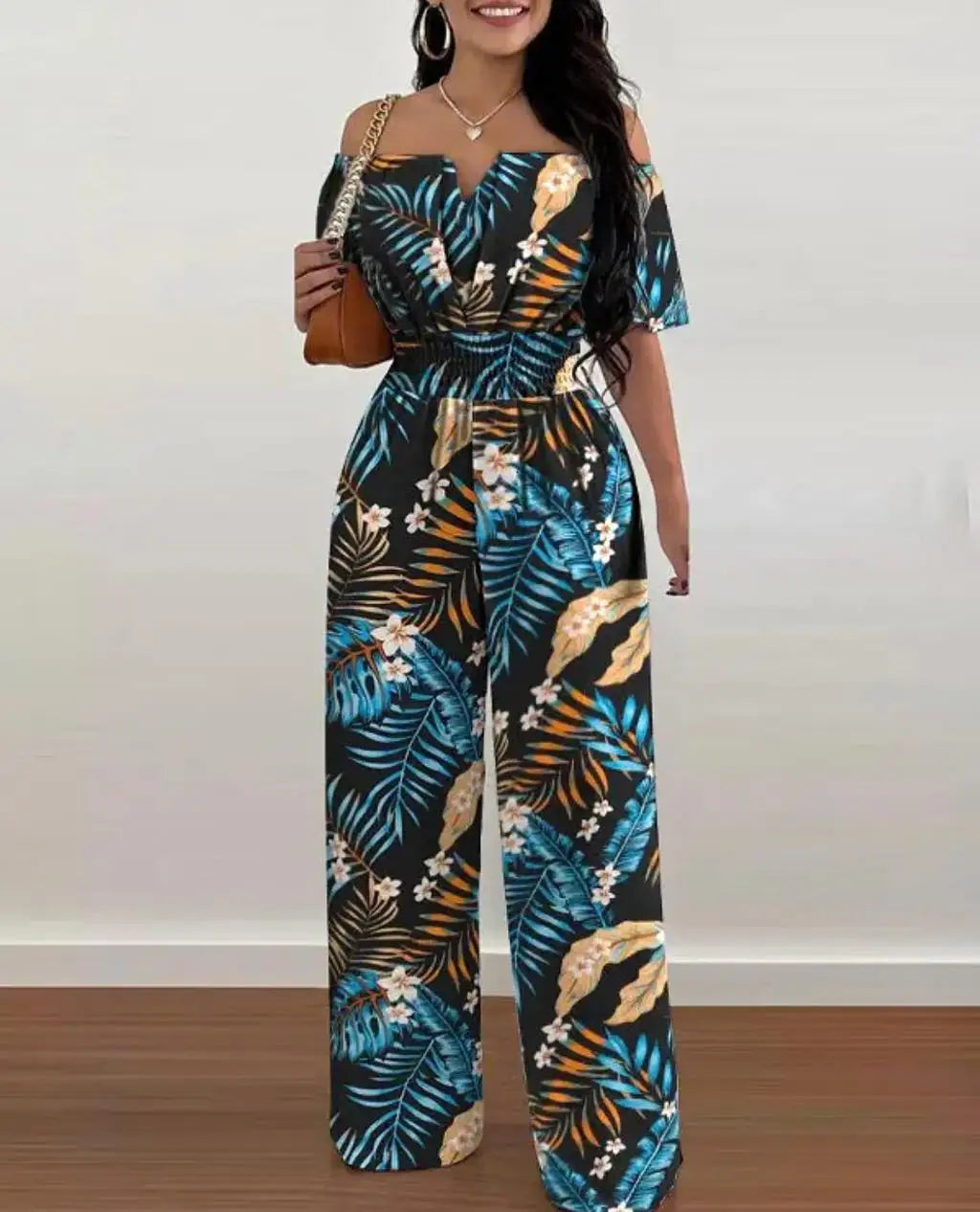 Summer Printed Wide Leg Jumpsuit