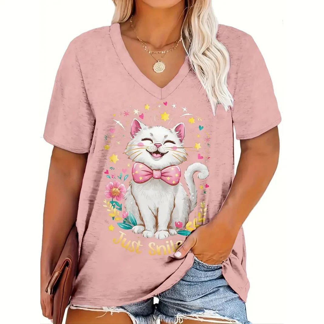 Summer Women's Cat Print T-Shirt