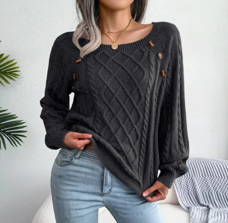 Twist Knit Square Neck Sweater