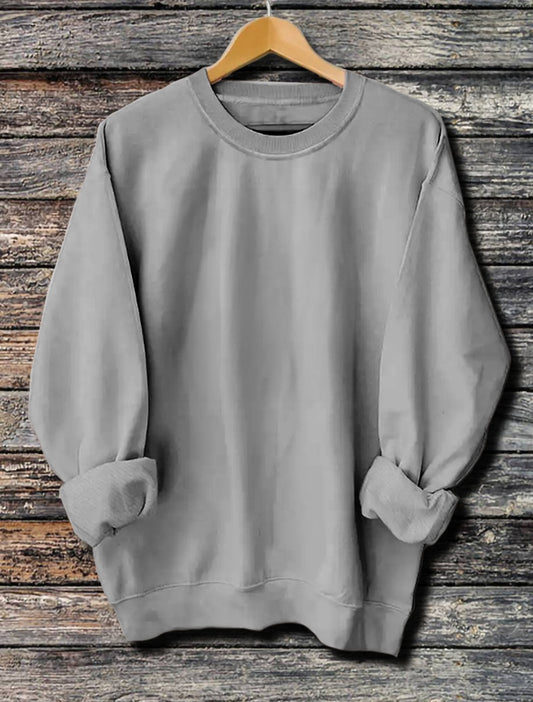 Men's Solid Color Light Plate Long Sleeved Sweatshirt