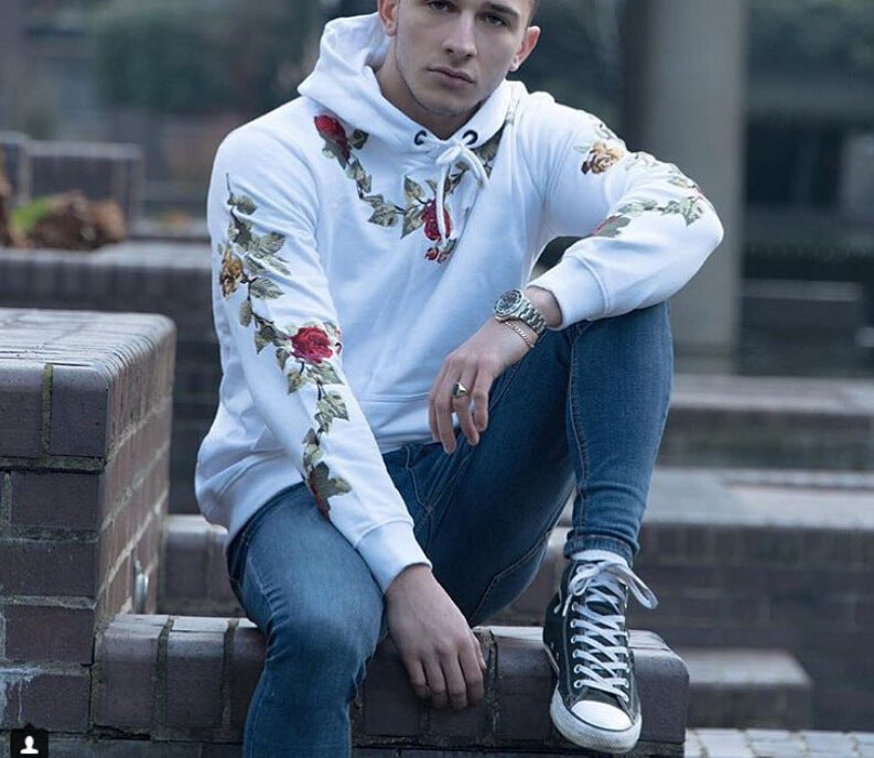 Solid Color Embroidered Men's Sweatshirt