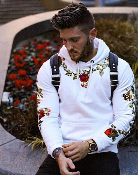 Solid Color Embroidered Men's Sweatshirt