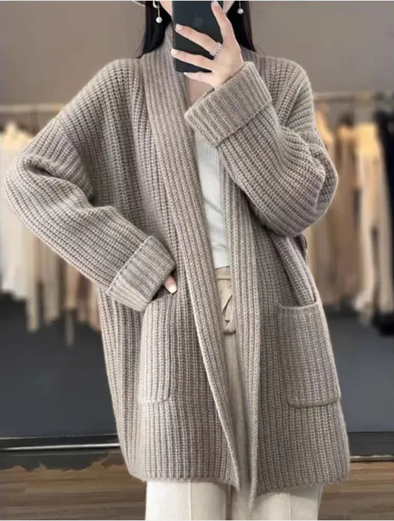 Women's Mid-Length Sweater Cardigan