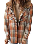 Casual Plaid Hooded Woolen Coat Thickened Fleece-lined Warm Jacket